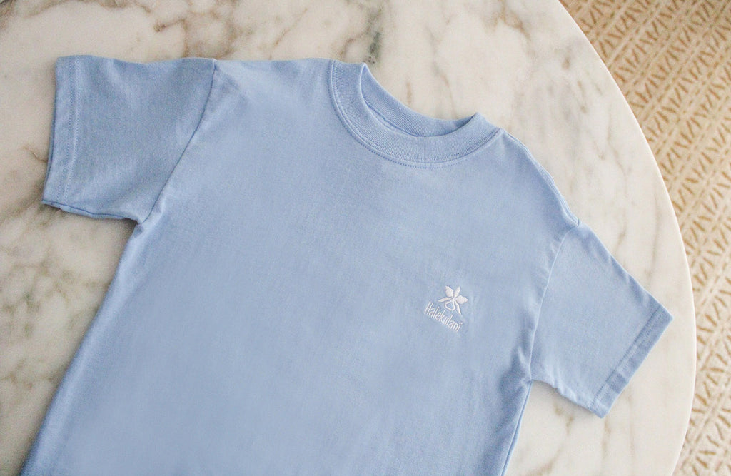 Children's Cotton T-Shirt with embroidered Halekulani Logo blue