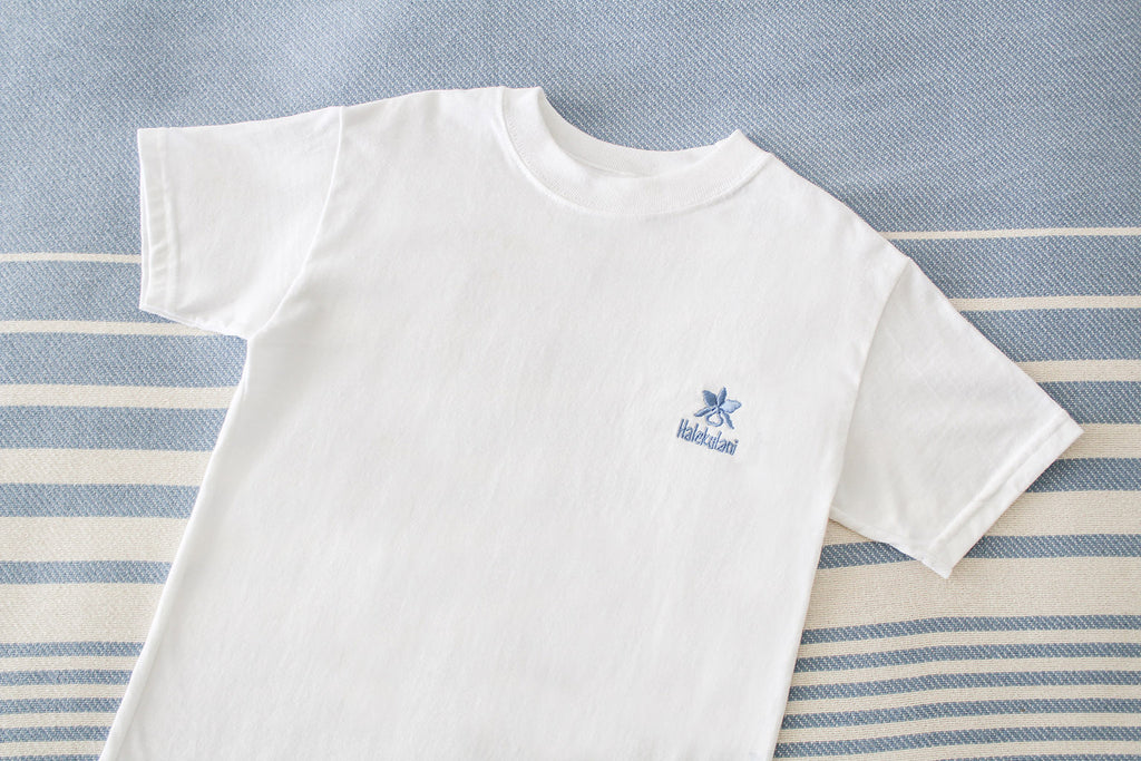Children's Cotton T-Shirt with embroidered Halekulani Logo white